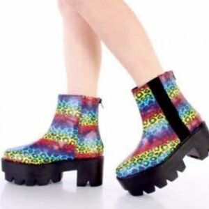 Rainbow Platform Ankle Boots